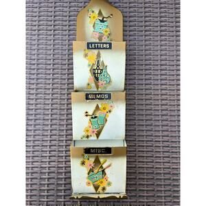 Vintage Antique Metal Bill Letters Mail Memo Key Holder mcm